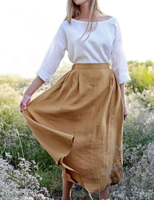 Customized casual linen loose skirt Manufacturer | Linenwind