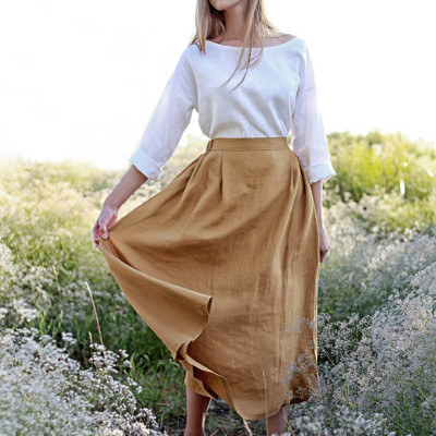 Customized casual linen loose skirt Manufacturer | Linenwind