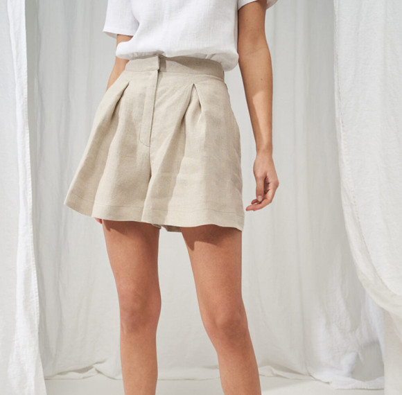 Tailor made Off White Linen High Rise Shorts Manufacturer | Linenwind