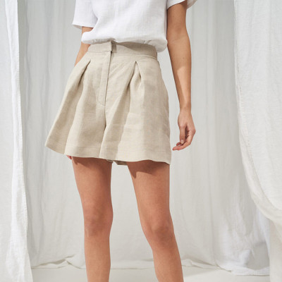 Tailor made Off White Linen High Rise Shorts Manufacturer | Linenwind