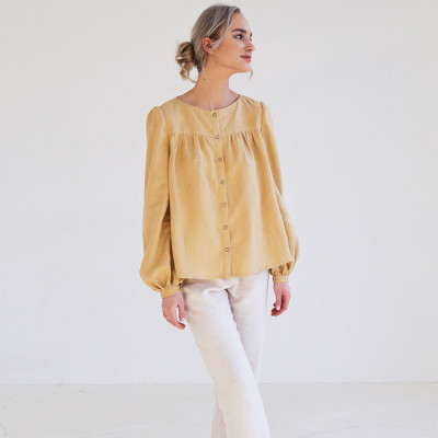 Custom Linen Lantern Sleeve Loose Top Shirt Manufacturer | Linenwind