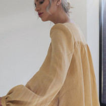 Custom Balloon Sleeve Loose Linen Top Manufacturer | Linenwind