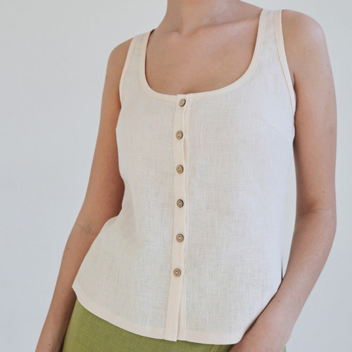 Custom Linen Camisole Button Front Vest Manufacturer | Linenwind