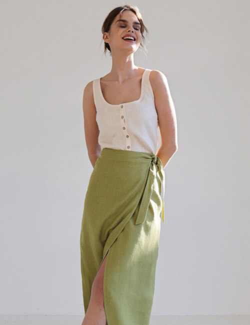 Custom Button Front Linen Camisole Manufacturer | Linenwind
