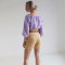 Custom High Waist Rolled Hem Linen Shorts Manufacturer | Linenwind