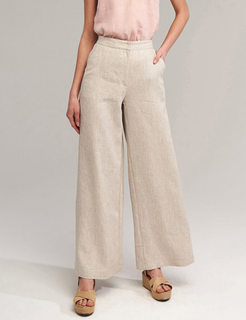 Custom Natural Summer Linen Wide Leg Pants Manufacturer | Linenwind