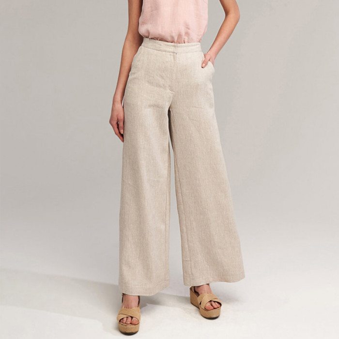Custom Natural Summer Linen Wide Leg Pants Manufacturer | Linenwind
