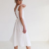 Custom Backless Cross Strap Linen Midi Dress Manufacturer | Linenwind