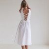 Custom Backless Cross Strap Linen Midi Dress Manufacturer | Linenwind