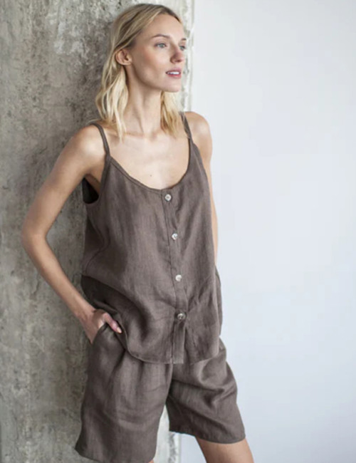 Customised Summer 2 Piece Outfit Linen Shorts Set Manufacturer | Linenwind