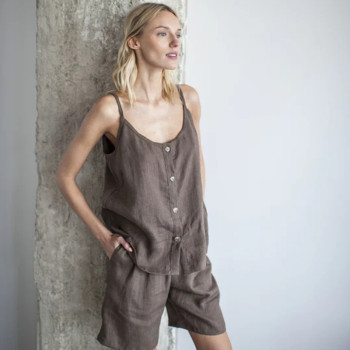 Customised Summer 2 Piece Outfit Linen Shorts Set Manufacturer | Linenwind