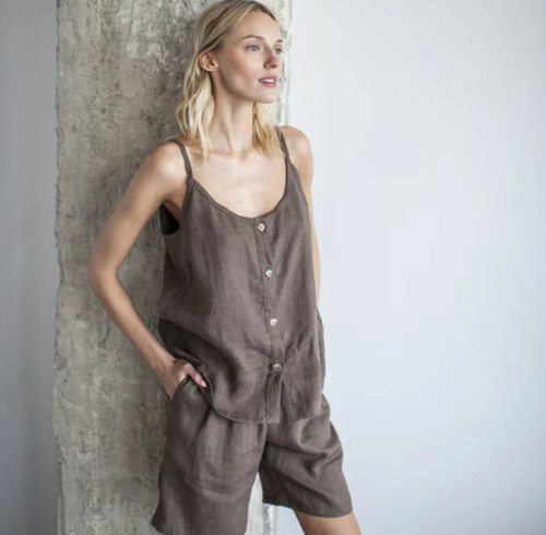 Customised Summer 2 Piece Outfit Linen Shorts Set Manufacturer | Linenwind