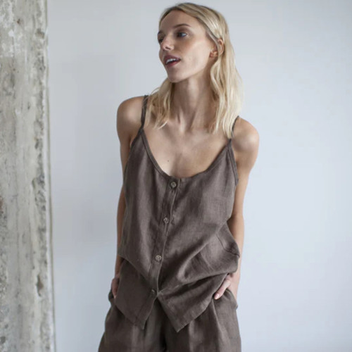 Customised Summer 2 Piece Outfit Linen Shorts Set Manufacturer | Linenwind