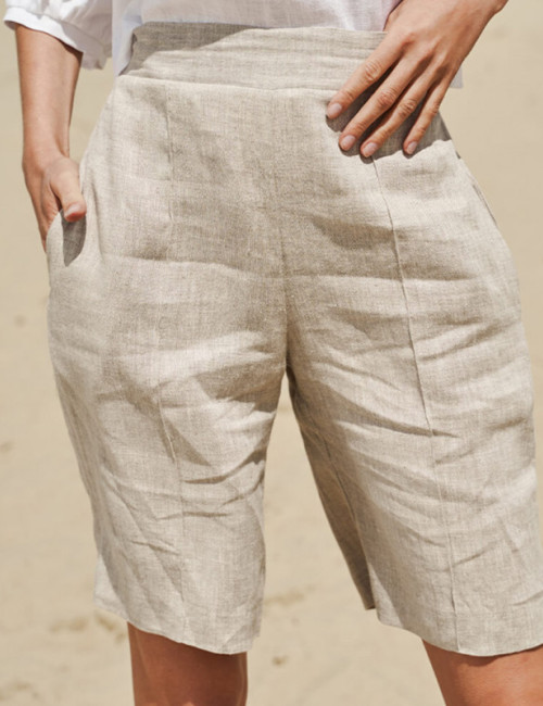 Customized High Waist Women Linen Shorts Manufacturer | Linenwind