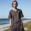 Custom Summer Short Sleeve Linen Bodysuit Manufacturer | Linenwind