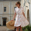 Custom Short Sleeve Tie Drawn Printed Linen Mini Skirt Manufacturer | Linenwind