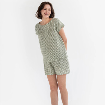Custom Check Linen Loungewear Set Manufacturer | Linenwind
