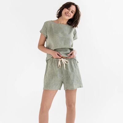 Custom Check Linen Pajama Set Manufacturer | Linenwind