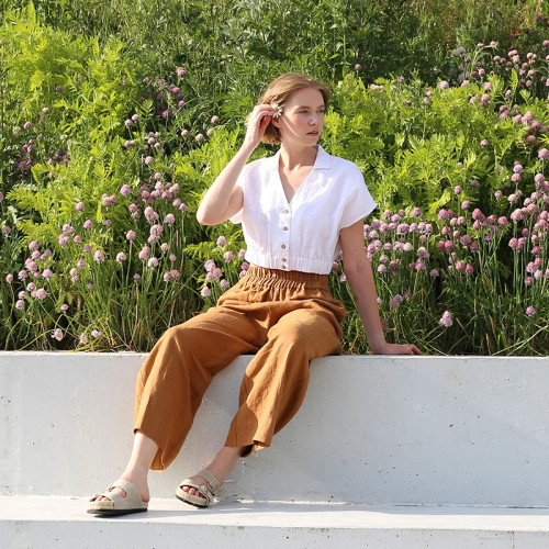 Customized Thin High Rise Linen Wide Leg Pants Manufacturer | Linenwind