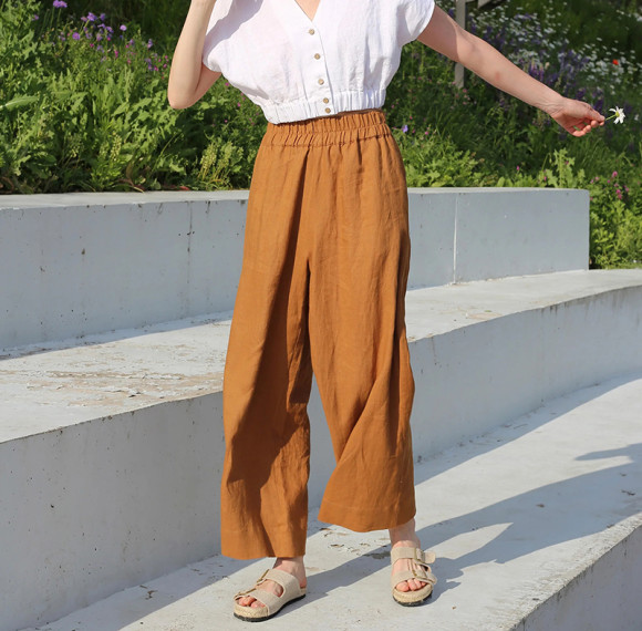 Customized Thin High Rise Linen Wide Leg Pants Manufacturer | Linenwind