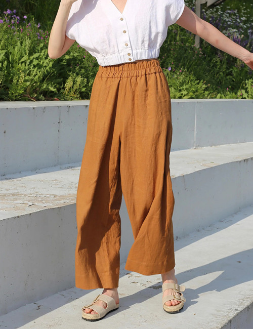 Customized Thin High Rise Linen Wide Leg Pants Manufacturer | Linenwind