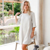 Custom Short Sleeve Tie Drawn Printed Linen Mini Skirt Manufacturer | Linenwind