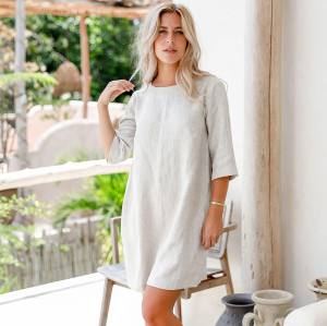 Best-selling Light Gray Linen Mini Dress