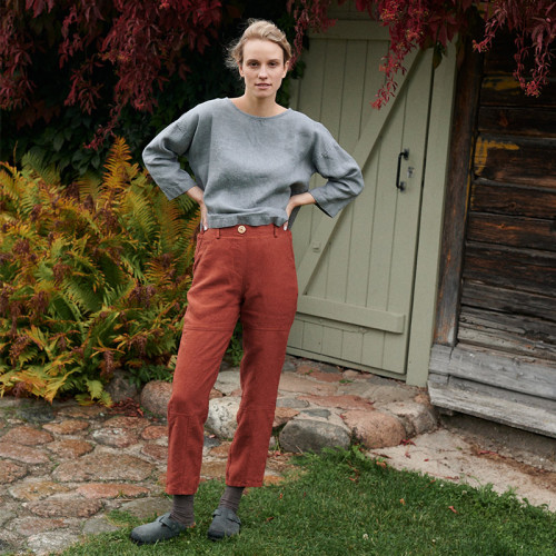 Custom Women 3/4 Sleeve Loose Linen Top Manufacturer | Linenwind