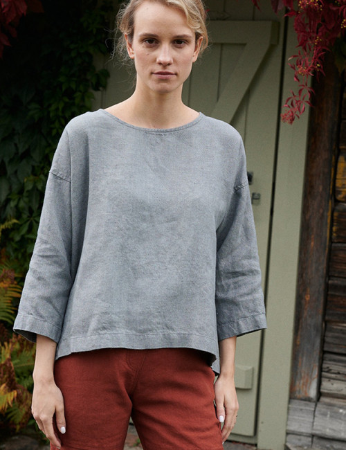 Custom Women 3/4 Sleeve Loose Linen Top Manufacturer | Linenwind