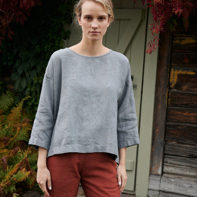Custom Women 3/4 Sleeve Loose Linen Top Manufacturer | Linenwind