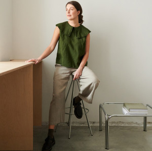 Custom Ruffle Neck Sleeveless Linen Top Manufacturer | Linenwind