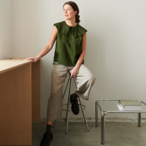 Custom Ruffle Neck Sleeveless Linen Top Manufacturer | Linenwind