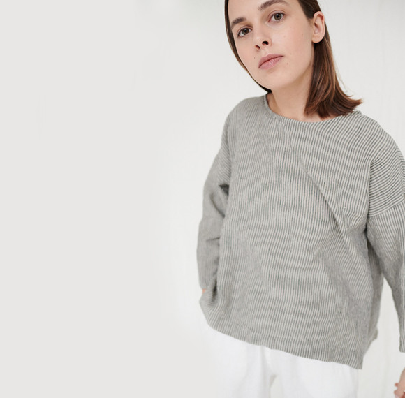 Custom Women's Loose Striped Linen Top Manufacturers | Linenwind