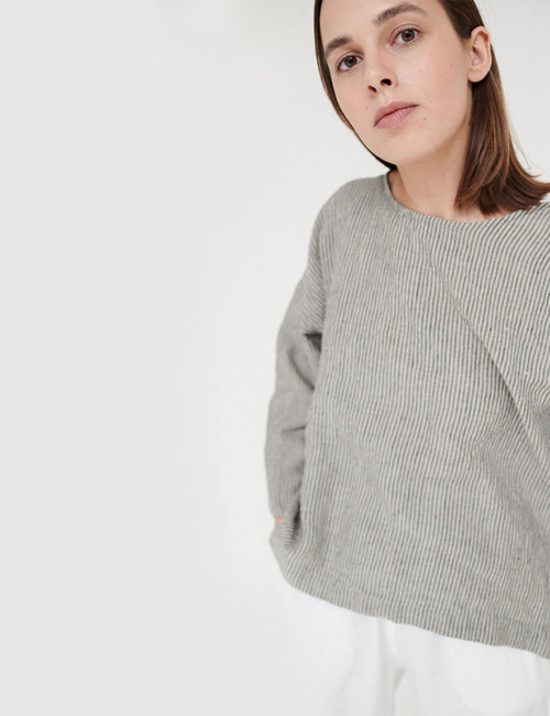 Custom Women's Loose Striped Linen Top Manufacturers | Linenwind