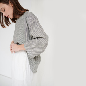 Custom Women's Loose Striped Linen Top Manufacturers | Linenwind