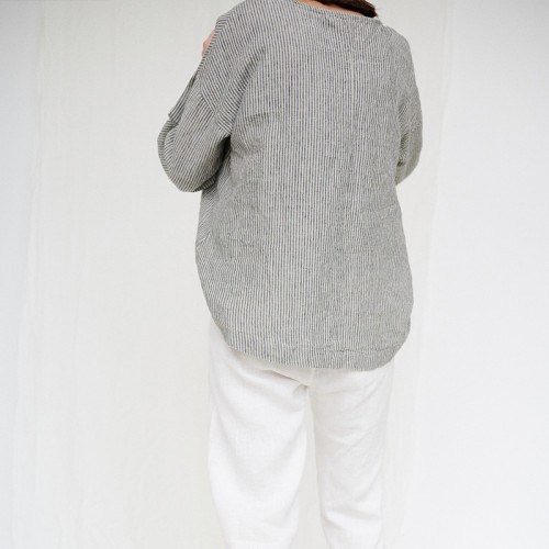Custom Women's Loose Striped Linen Top Manufacturers | Linenwind