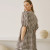 Custom Brown and White Check Puff Sleeve Linen Dress Manufacturer | Linenwind