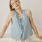 Light Blue Linen Tie-Front Tank Top – Ready-to-Ship Summer Style