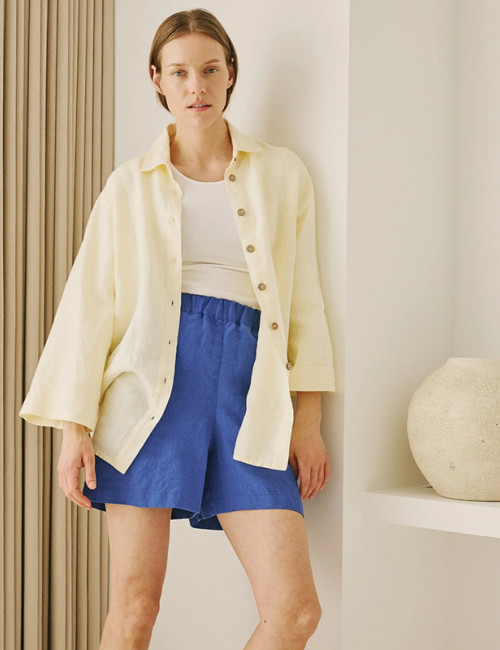 Custom Women's Loose 3/4 Sleeve Linen Shirt Manufacturer | Linenwind