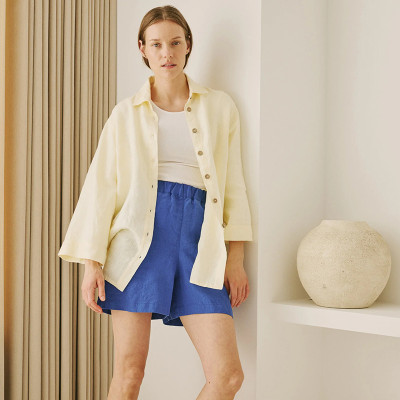 Custom Women's Loose 3/4 Sleeve Linen Shirt Manufacturer | Linenwind