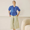 Custom Women's Puff Sleeve Pleated Lace Up Linen Shirt Manufacturers | Linenwind