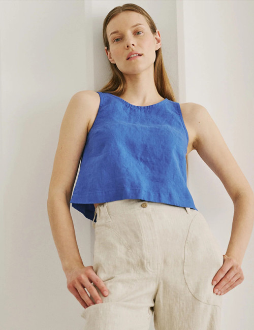 Custom Women's Sleeveless Cropped Linen Top Manufacturer | Linenwind