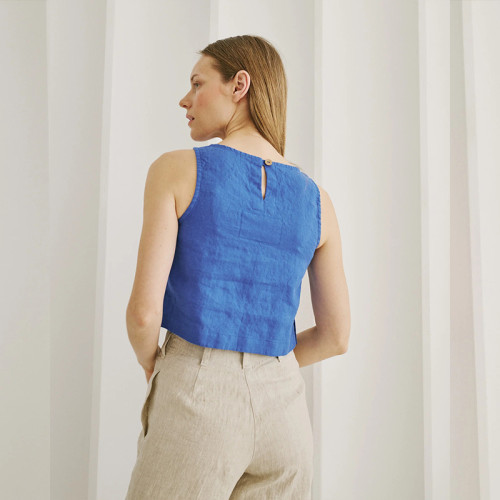 Custom Women's Sleeveless Cropped Linen Top Manufacturer | Linenwind
