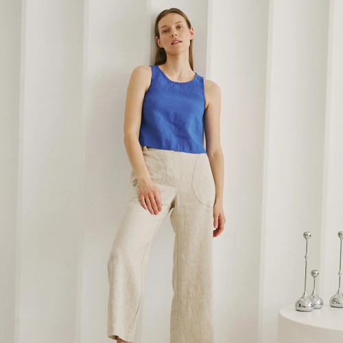 Custom Women's Sleeveless Cropped Linen Top Manufacturer | Linenwind