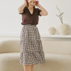Custom Women's Layered Check Linen Skirt Manufacturers| Linenwind