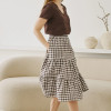 Custom Women's Layered Check Linen Skirt Manufacturers| Linenwind