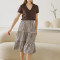 Custom Women's Layered Check Linen Skirt Manufacturer | Linenwind