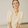 Custom Women's Light Cream Puff Sleeve Linen Top Manufacturer | Linenwind