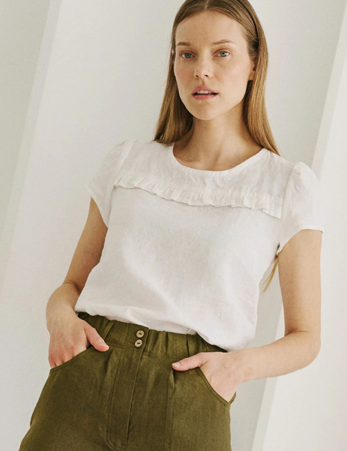Custom Women's Short Sleeve T Shirt Linen Top Manufacturer | Linenwind
