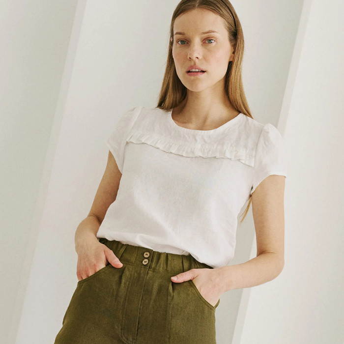 Custom Women's Short Sleeve T Shirt Linen Top Manufacturer | Linenwind